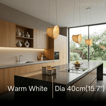 Lustre Suspension Bois ArtDéco | LED Intégré, Cordons Réglables | Série Atelier