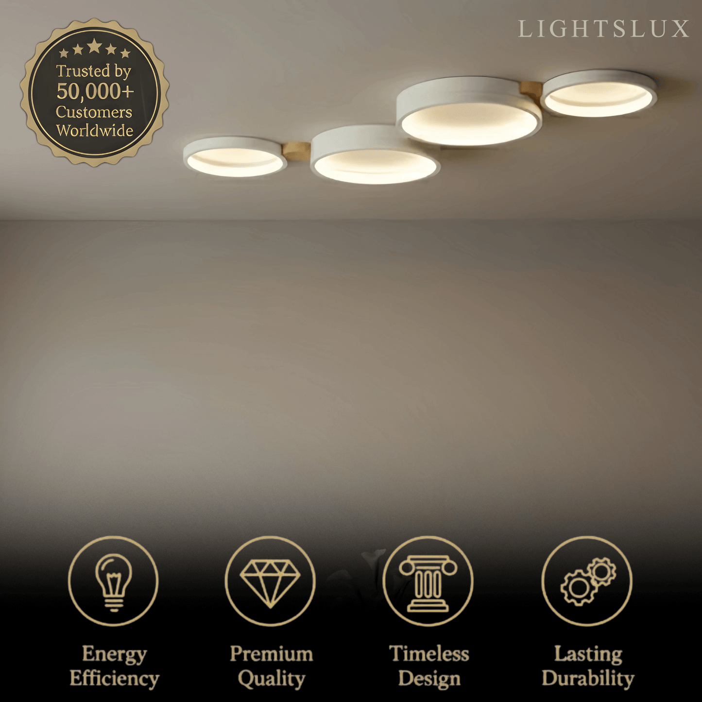 Plafonnier Rond Métal et Bois | LED Intégrée 3000K | Série Élégance