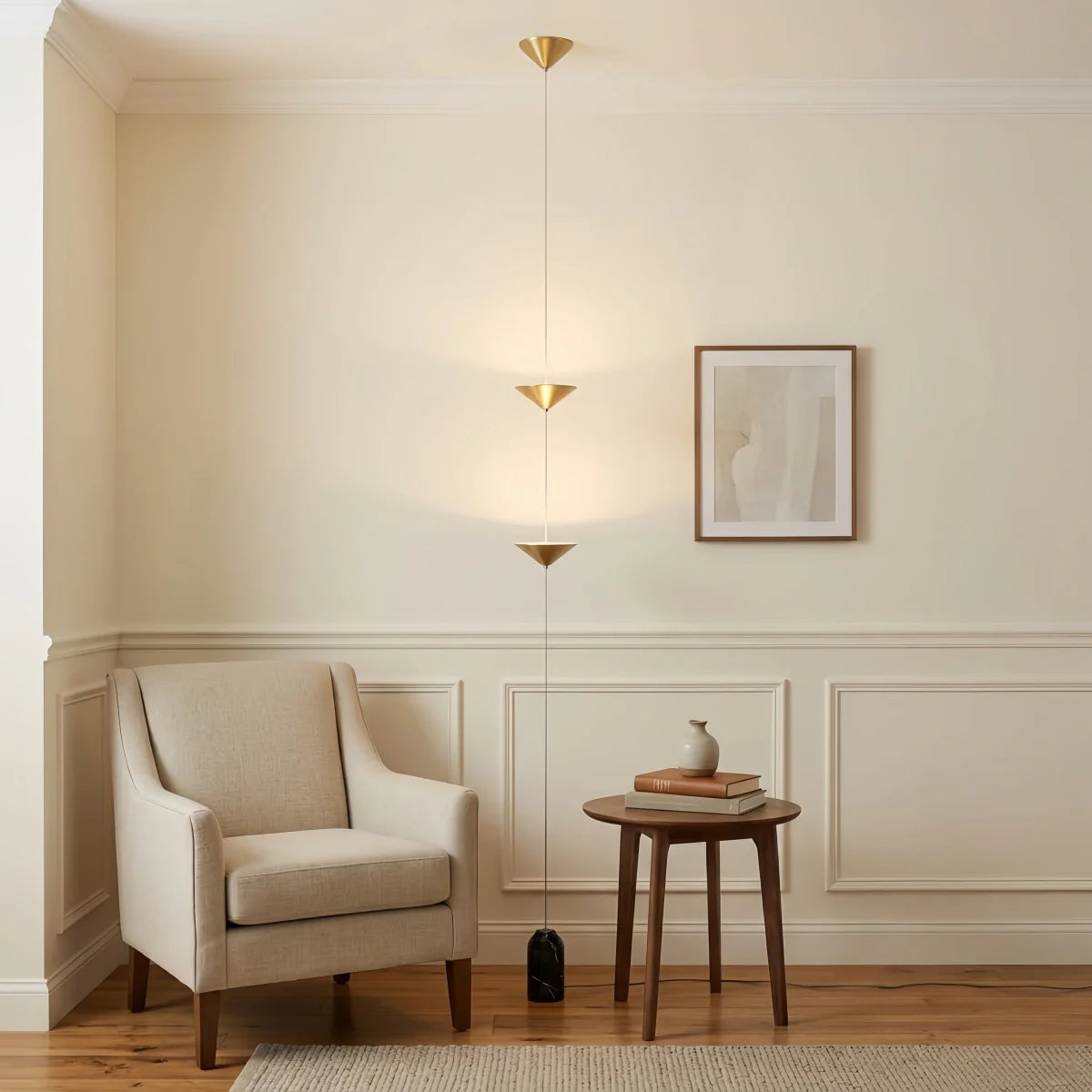 Lampe Pendante Industrielle Fer & Marbre | Hauteur Réglable LED Intégré