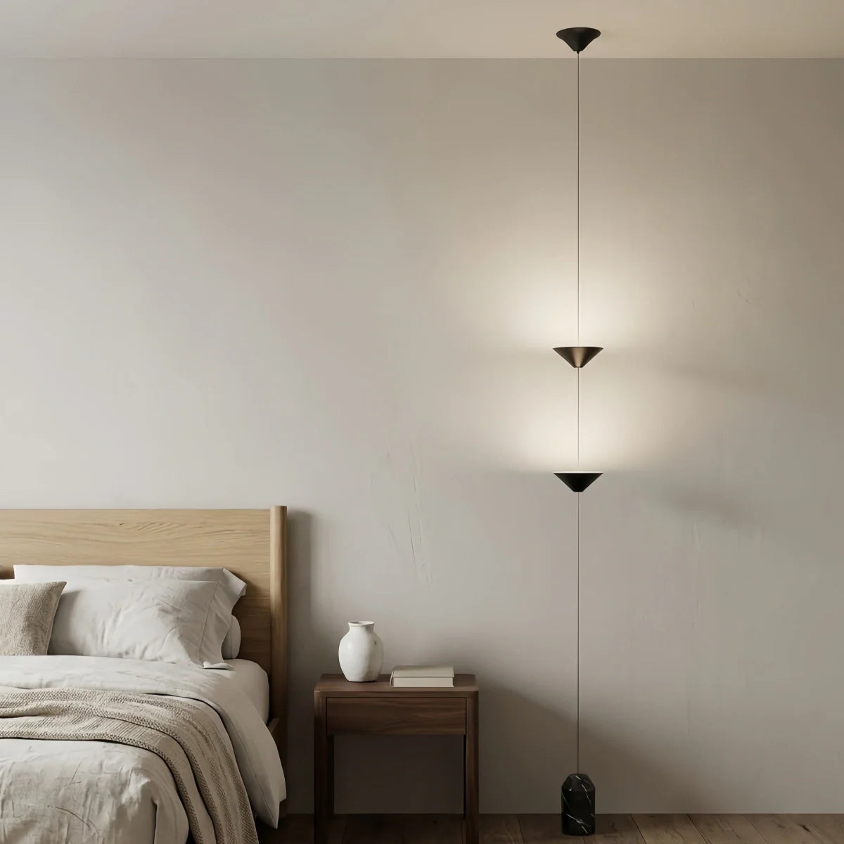 Lampe Pendante Industrielle Fer & Marbre | Hauteur Réglable LED Intégré