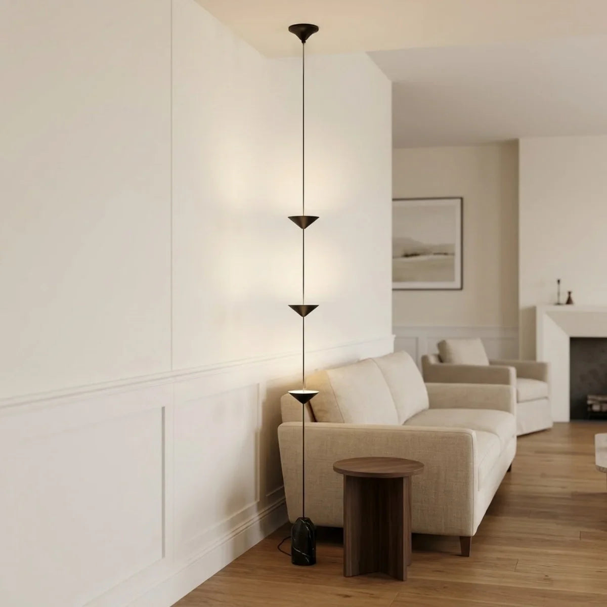 Lampe Pendante Industrielle Fer & Marbre | Hauteur Réglable LED Intégré