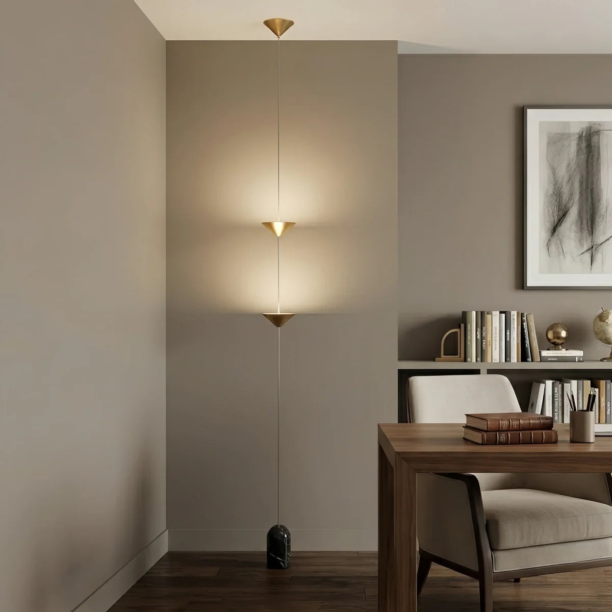Lampe Pendante Industrielle Fer & Marbre | Hauteur Réglable LED Intégré