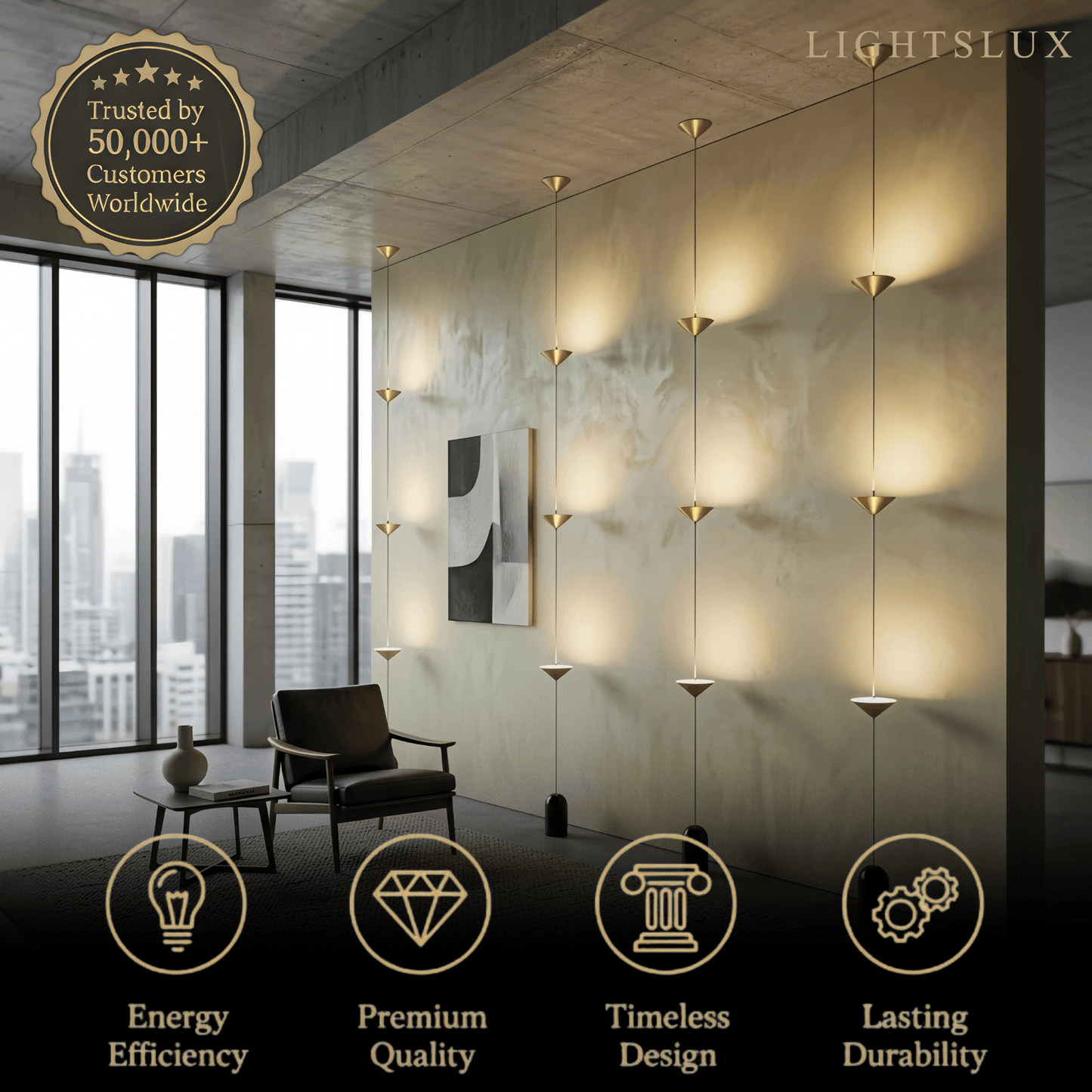Lampe Pendante Industrielle Fer & Marbre | Hauteur Réglable LED Intégré