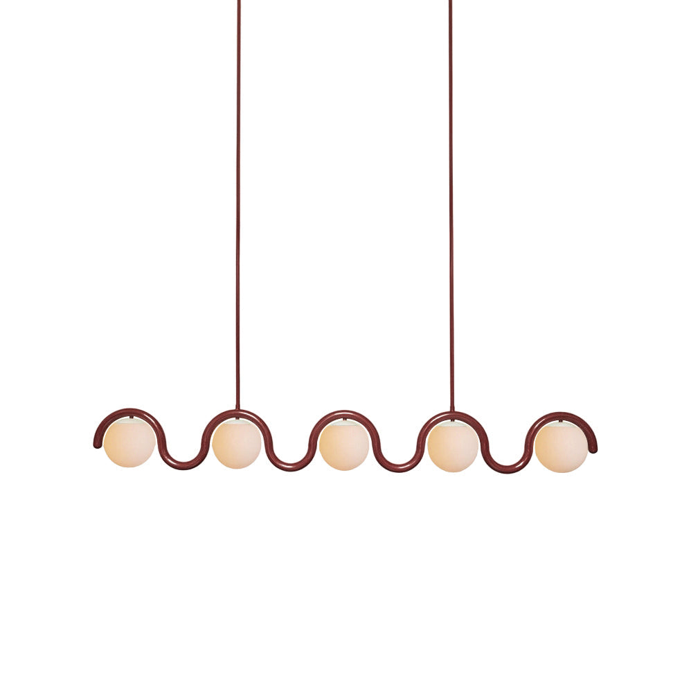 Lustre Linéaire Métal et Verre | Rouge et Argenté, IP20 Non-dimmable