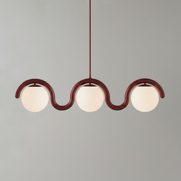 Lustre Linéaire Métal et Verre | Rouge et Argenté, IP20 Non-dimmable