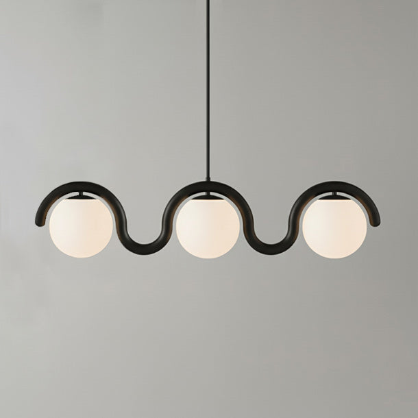 Lustre Linéaire Métal et Verre | Rouge et Argenté, IP20 Non-dimmable