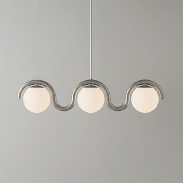 Lustre Linéaire Métal et Verre | Rouge et Argenté, IP20 Non-dimmable