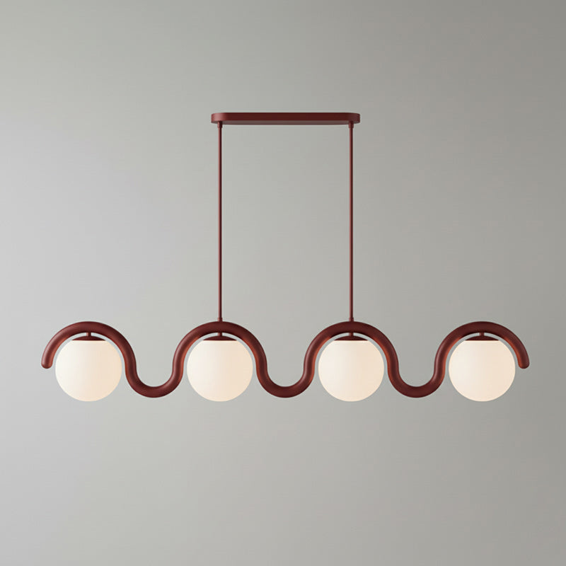 Lustre Linéaire Métal et Verre | Rouge et Argenté, IP20 Non-dimmable