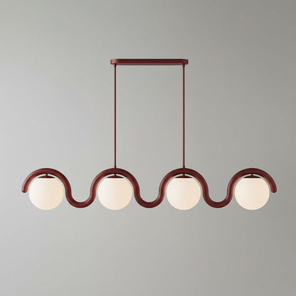 Lustre Linéaire Métal et Verre | Rouge et Argenté, IP20 Non-dimmable