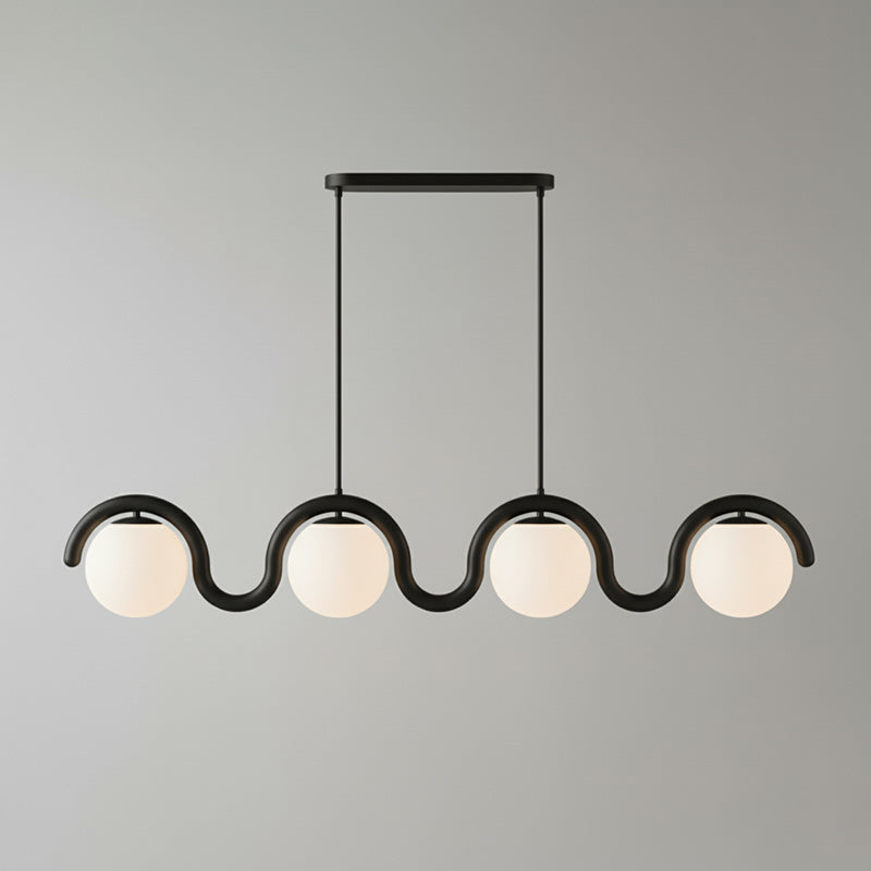 Lustre Linéaire Métal et Verre | Rouge et Argenté, IP20 Non-dimmable