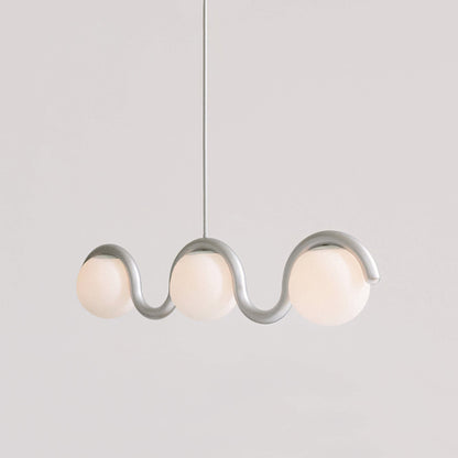Lustre Linéaire Métal et Verre | Rouge et Argenté, IP20 Non-dimmable