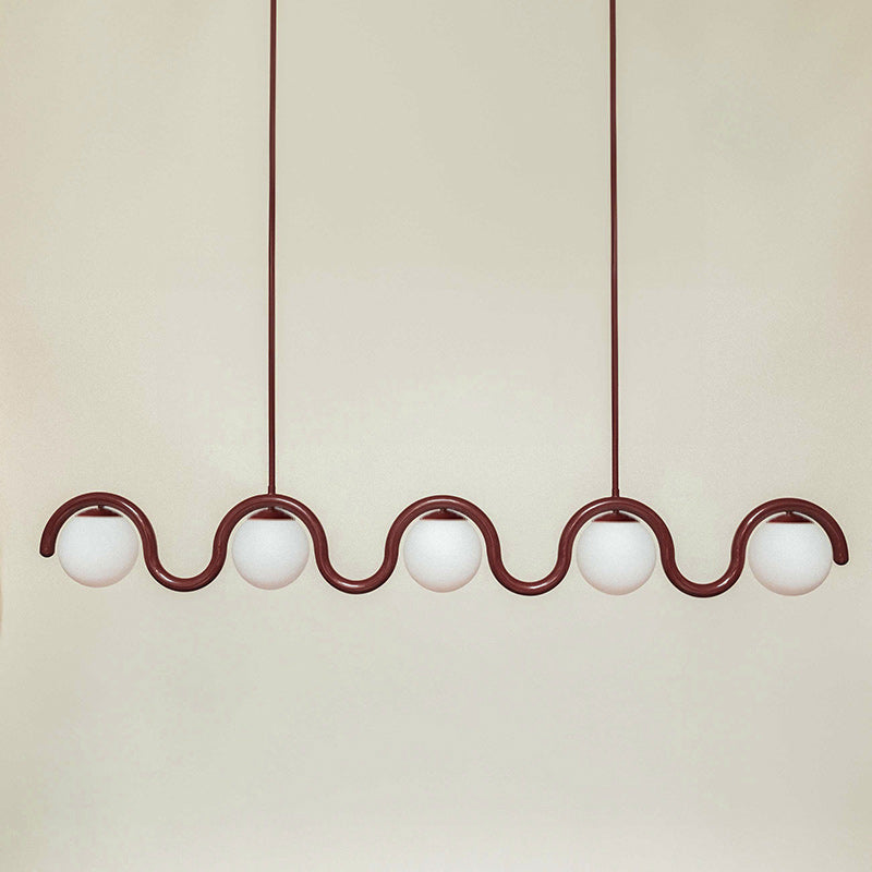 Lustre Linéaire Métal et Verre | Rouge et Argenté, IP20 Non-dimmable