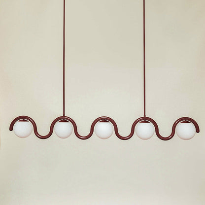 Lustre Linéaire Métal et Verre | Rouge et Argenté, IP20 Non-dimmable