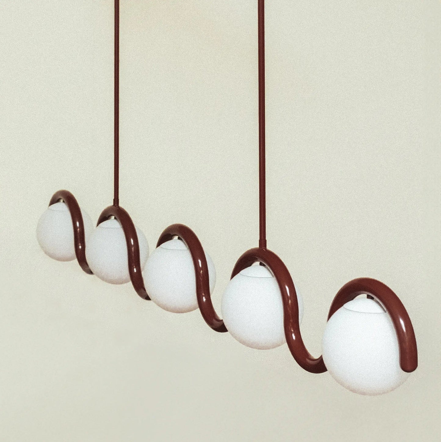 Lustre Linéaire Métal et Verre | Rouge et Argenté, IP20 Non-dimmable