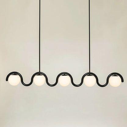 Lustre Linéaire Métal et Verre | Rouge et Argenté, IP20 Non-dimmable