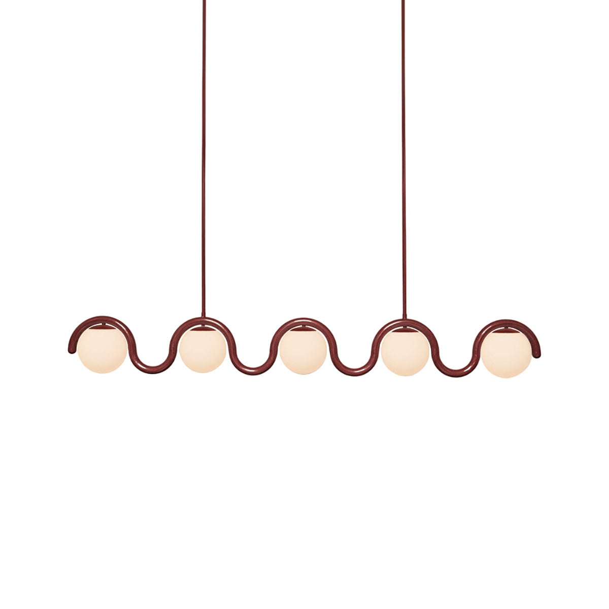 Lustre Linéaire Métal et Verre | Rouge et Argenté, IP20 Non-dimmable