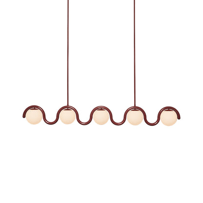 Lustre Linéaire Métal et Verre | Rouge et Argenté, IP20 Non-dimmable