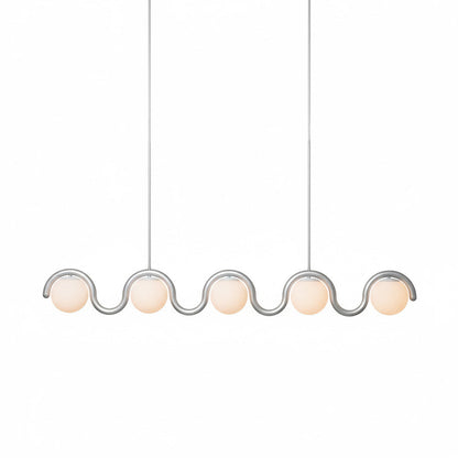 Lustre Linéaire Métal et Verre | Rouge et Argenté, IP20 Non-dimmable
