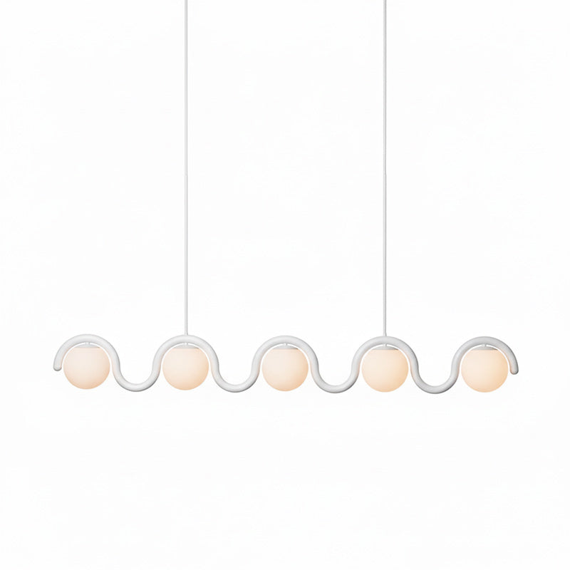 Lustre Linéaire Métal et Verre | Rouge et Argenté, IP20 Non-dimmable
