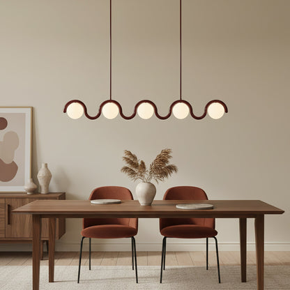 Lustre Linéaire Métal et Verre | Rouge et Argenté, IP20 Non-dimmable