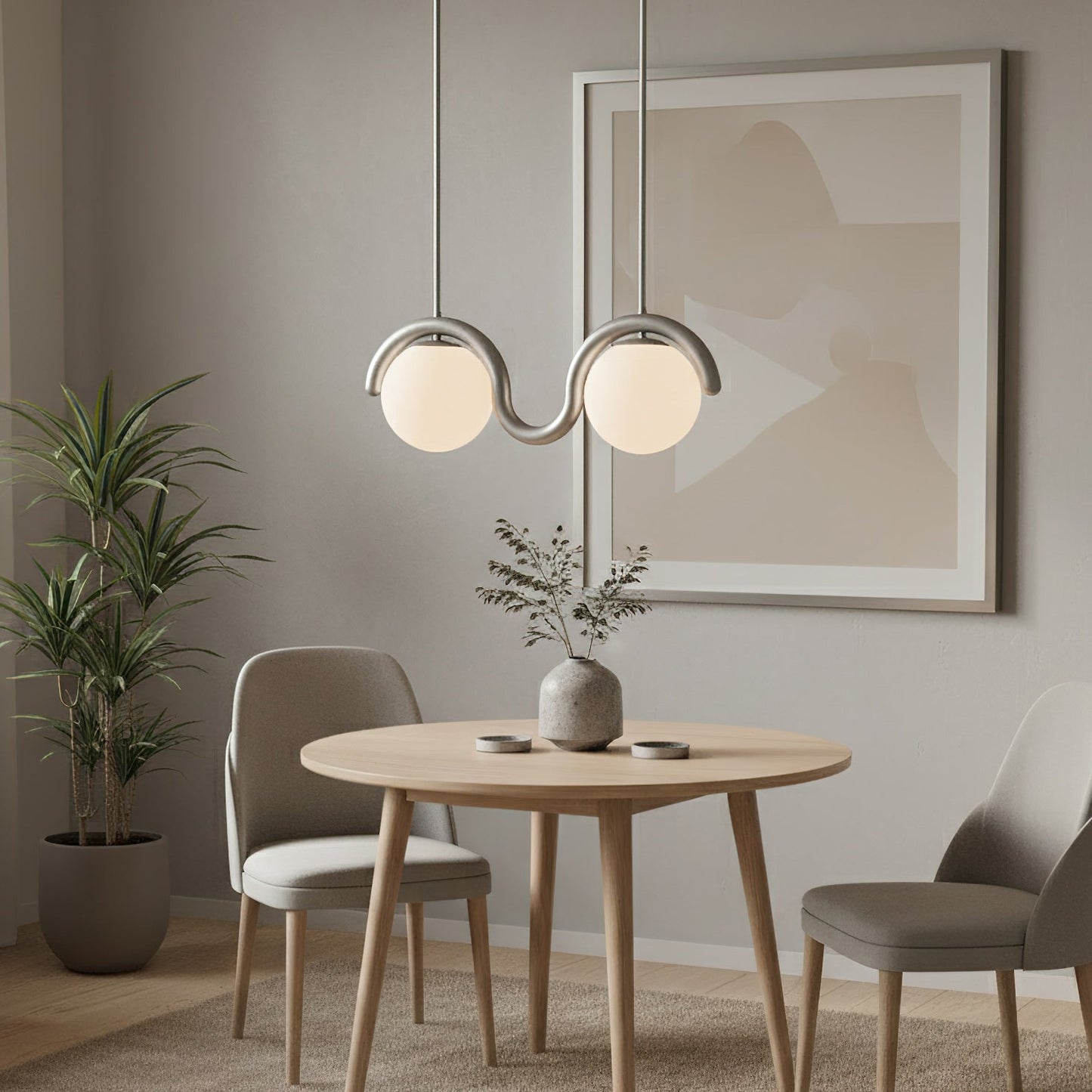 Lustre Linéaire Métal et Verre | Rouge et Argenté, IP20 Non-dimmable