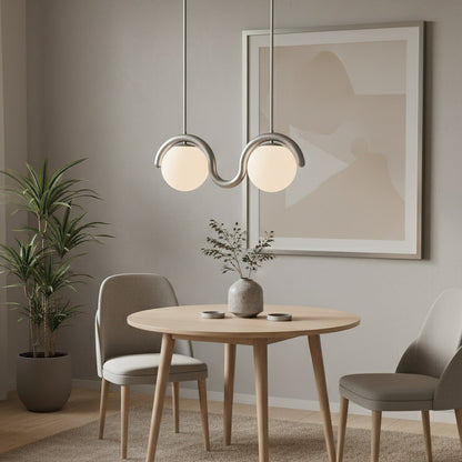 Lustre Linéaire Métal et Verre | Rouge et Argenté, IP20 Non-dimmable