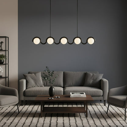 Lustre Linéaire Métal et Verre | Rouge et Argenté, IP20 Non-dimmable