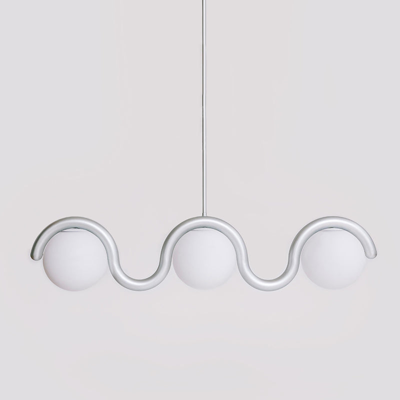 Lustre Linéaire Métal et Verre | Rouge et Argenté, IP20 Non-dimmable