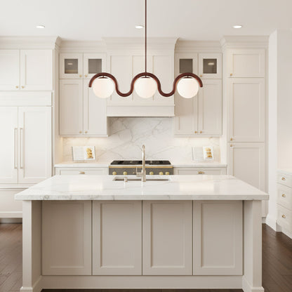 Lustre Linéaire Métal et Verre | Rouge et Argenté, IP20 Non-dimmable