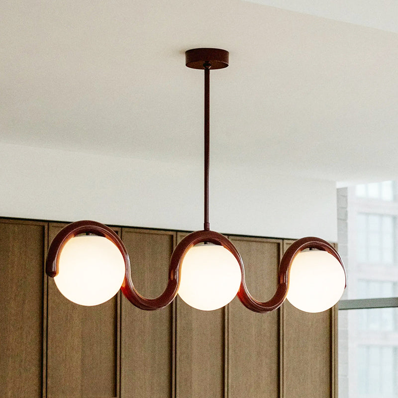Lustre Linéaire Métal et Verre | Rouge et Argenté, IP20 Non-dimmable