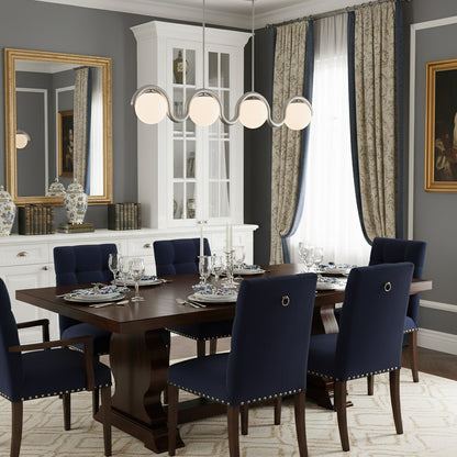 Lustre Linéaire Métal et Verre | Rouge et Argenté, IP20 Non-dimmable