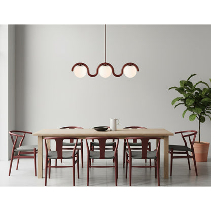 Lustre Linéaire Métal et Verre | Rouge et Argenté, IP20 Non-dimmable