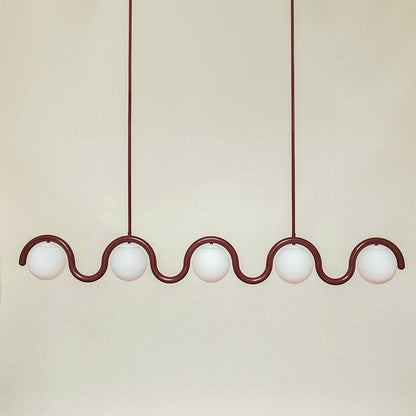 Lustre Linéaire Métal et Verre | Rouge et Argenté, IP20 Non-dimmable