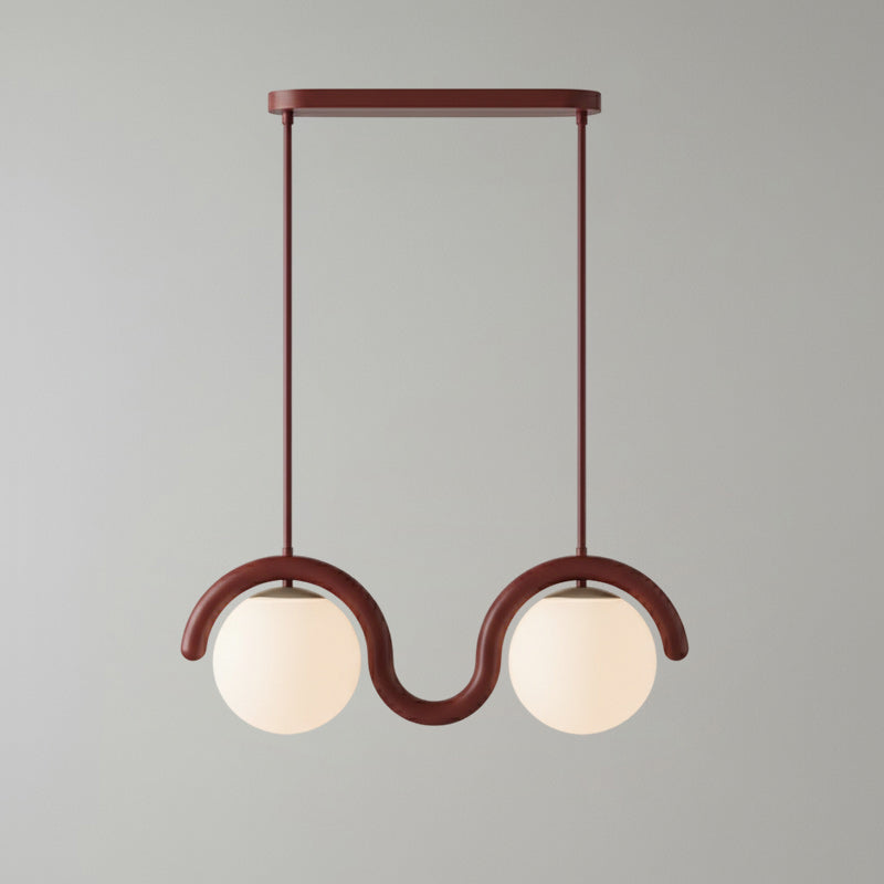 Lustre Linéaire Métal et Verre | Rouge et Argenté, IP20 Non-dimmable