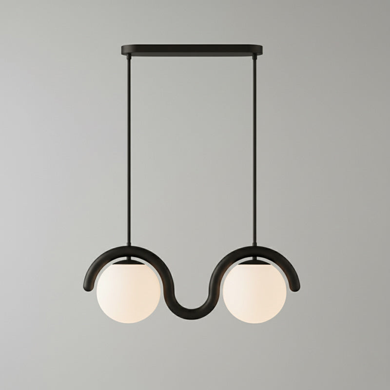 Lustre Linéaire Métal et Verre | Rouge et Argenté, IP20 Non-dimmable