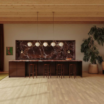 Lustre Linéaire Métal et Verre | Rouge et Argenté, IP20 Non-dimmable