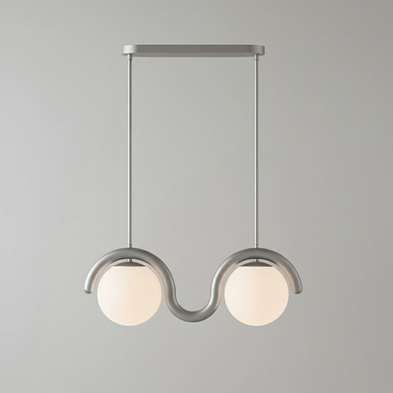 Lustre Linéaire Métal et Verre | Rouge et Argenté, IP20 Non-dimmable
