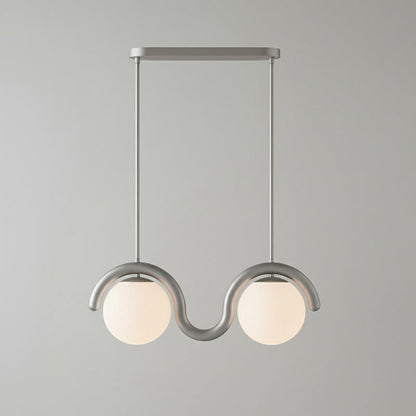 Lustre Linéaire Métal et Verre | Rouge et Argenté, IP20 Non-dimmable