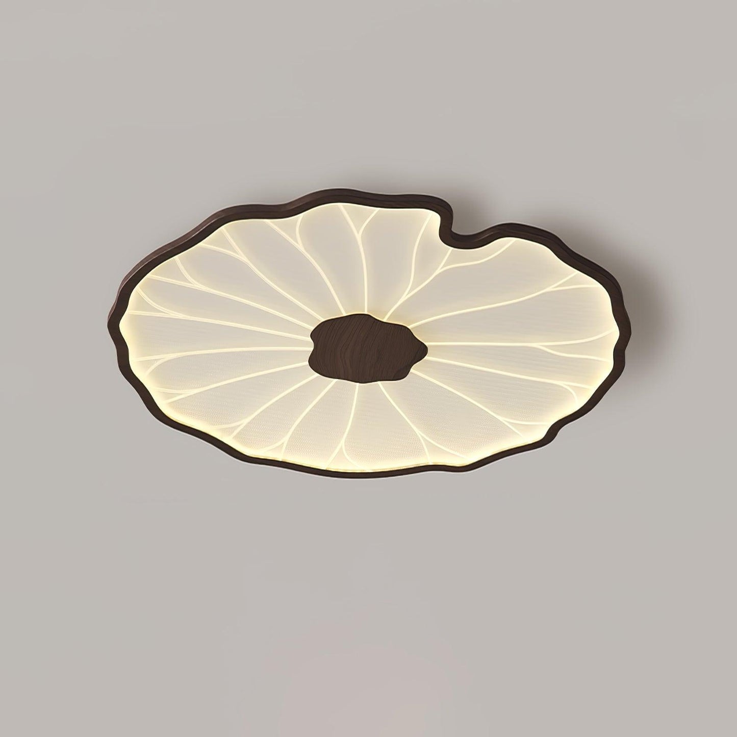 Lotus Plafonnier Bois Noyer | LED Intégrée 3 Têtes | Série Équilibre Naturel