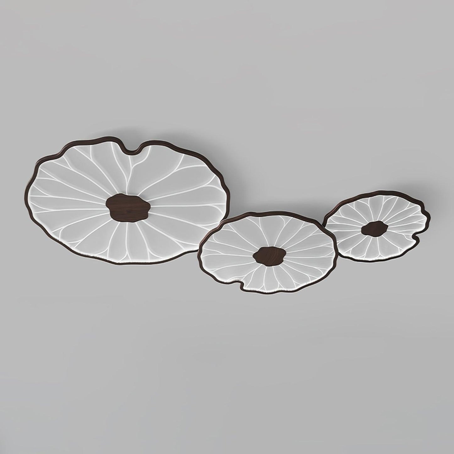 Lotus Plafonnier Bois Noyer | LED Intégrée 3 Têtes | Série Équilibre Naturel