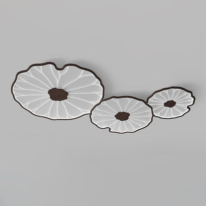 Lotus Plafonnier Bois Noyer | LED Intégrée 3 Têtes | Série Équilibre Naturel