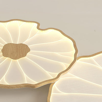 Lotus Plafonnier Bois Noyer | LED Intégrée 3 Têtes | Série Équilibre Naturel