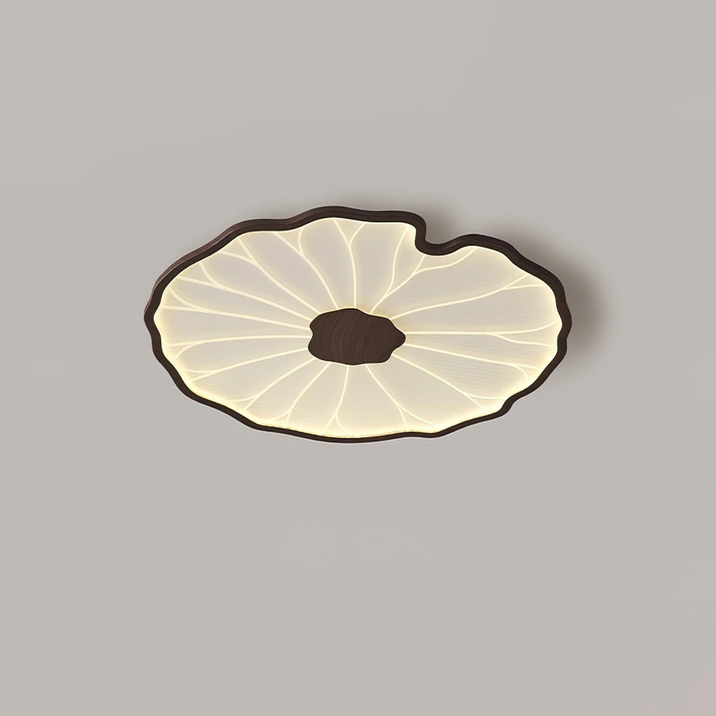 Lotus Plafonnier Bois Noyer | LED Intégrée 3 Têtes | Série Équilibre Naturel