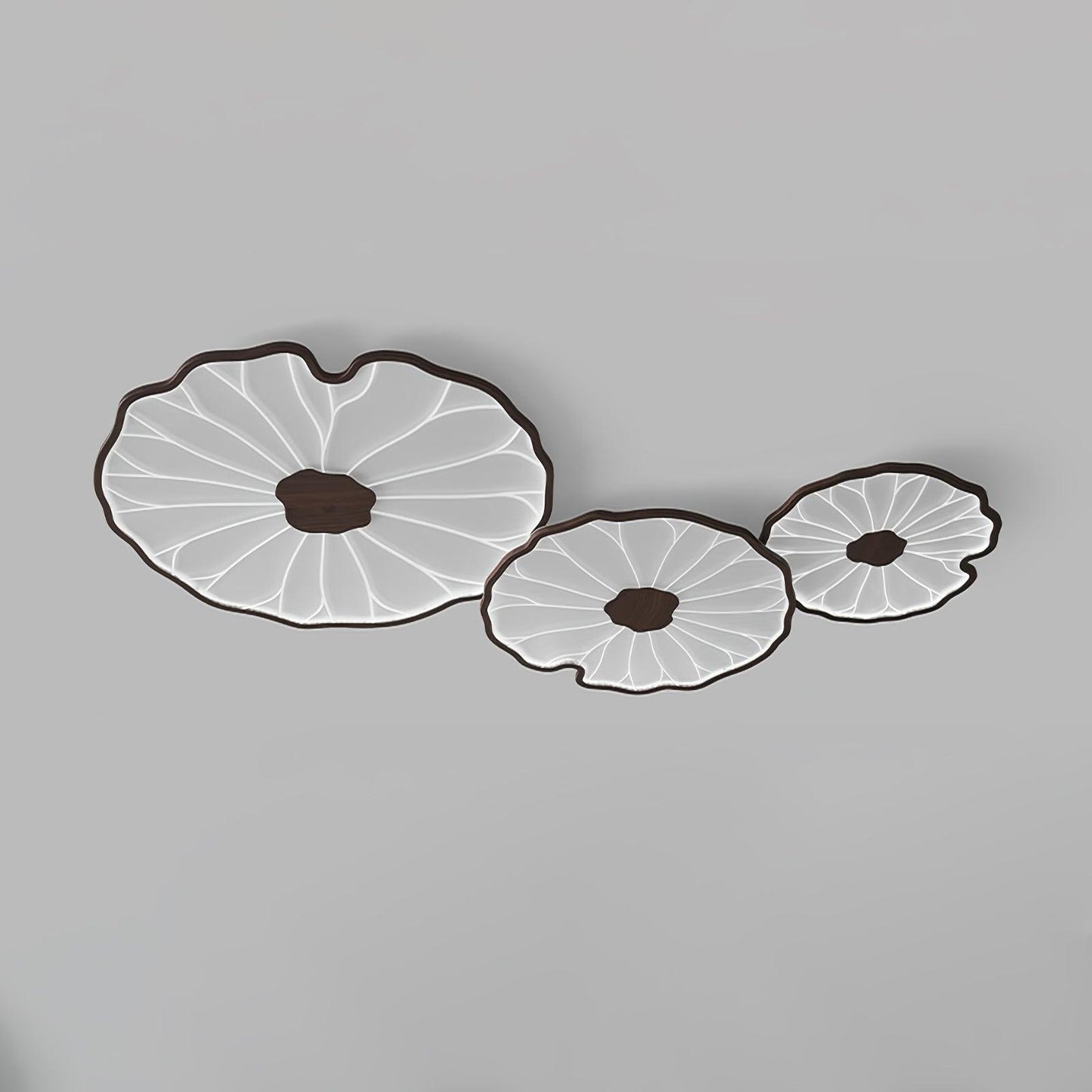 Lotus Plafonnier Bois Noyer | LED Intégrée 3 Têtes | Série Équilibre Naturel