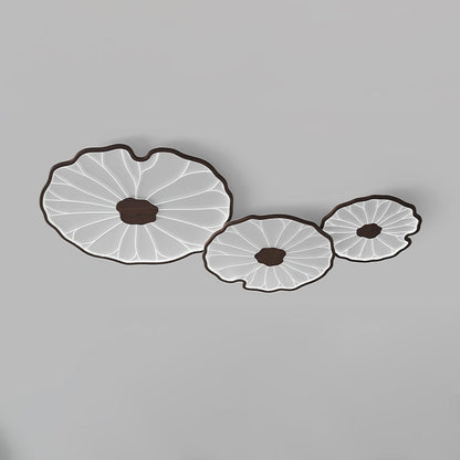 Lotus Plafonnier Bois Noyer | LED Intégrée 3 Têtes | Série Équilibre Naturel
