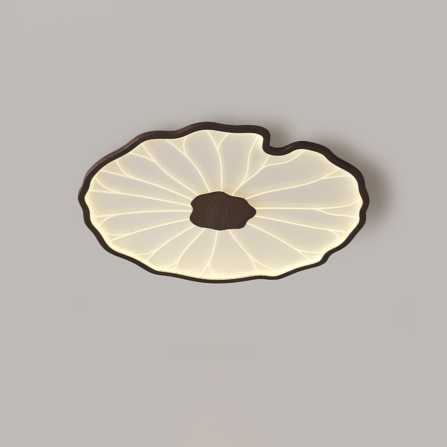 Lotus Plafonnier Bois Noyer | LED Intégrée 3 Têtes | Série Équilibre Naturel