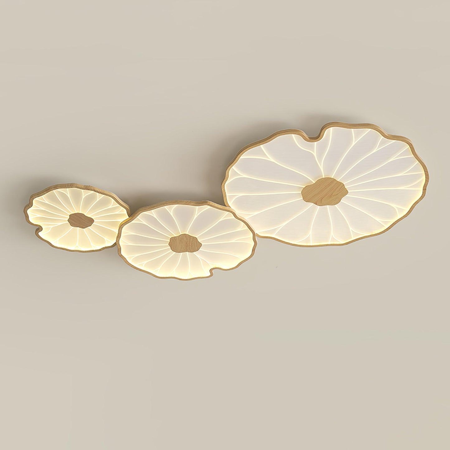 Lotus Plafonnier Bois Noyer | LED Intégrée 3 Têtes | Série Équilibre Naturel