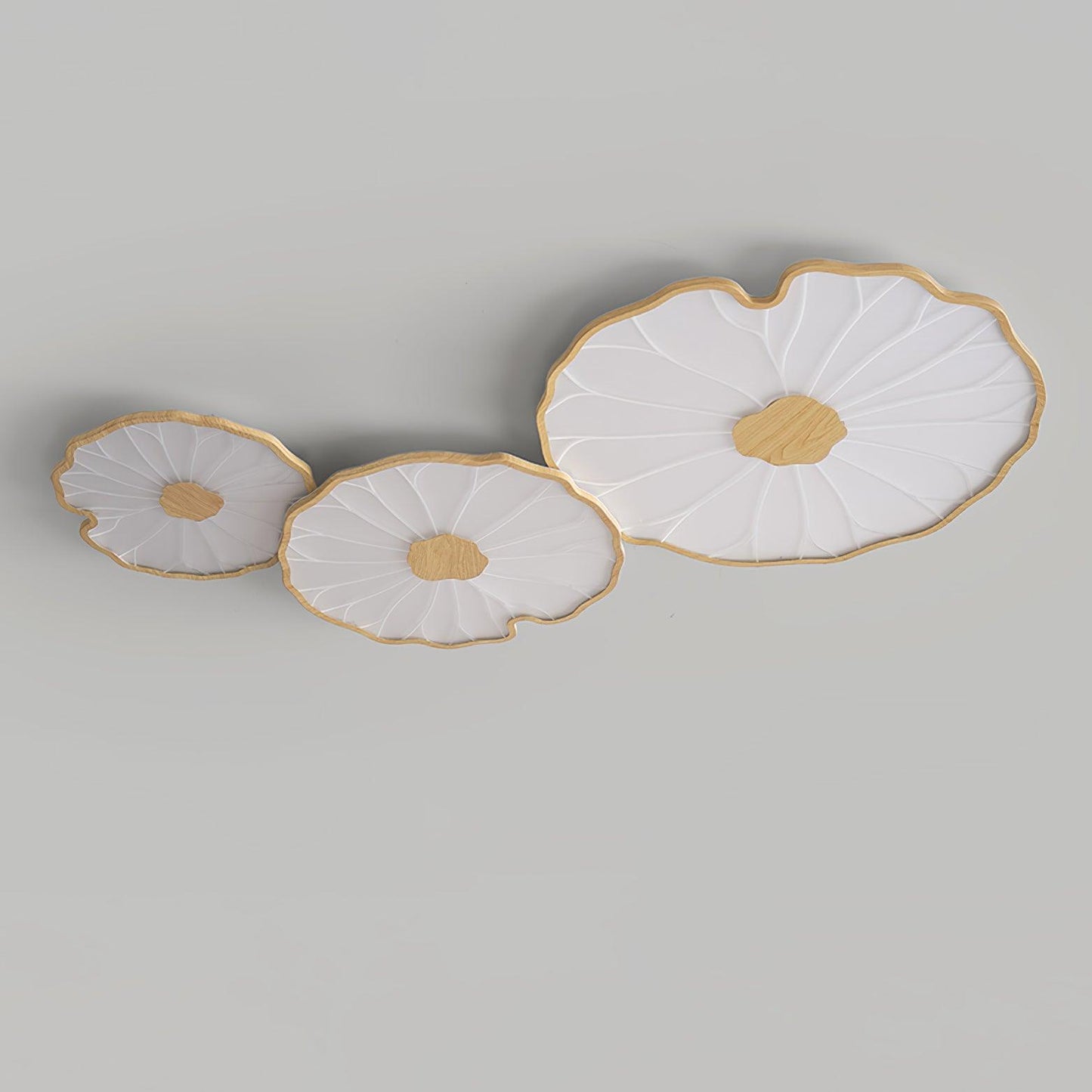 Lotus Plafonnier Bois Noyer | LED Intégrée 3 Têtes | Série Équilibre Naturel
