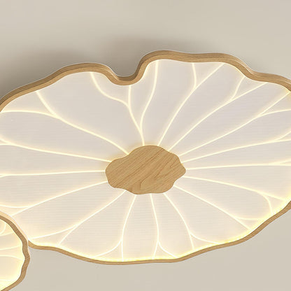 Lotus Plafonnier Bois Noyer | LED Intégrée 3 Têtes | Série Équilibre Naturel
