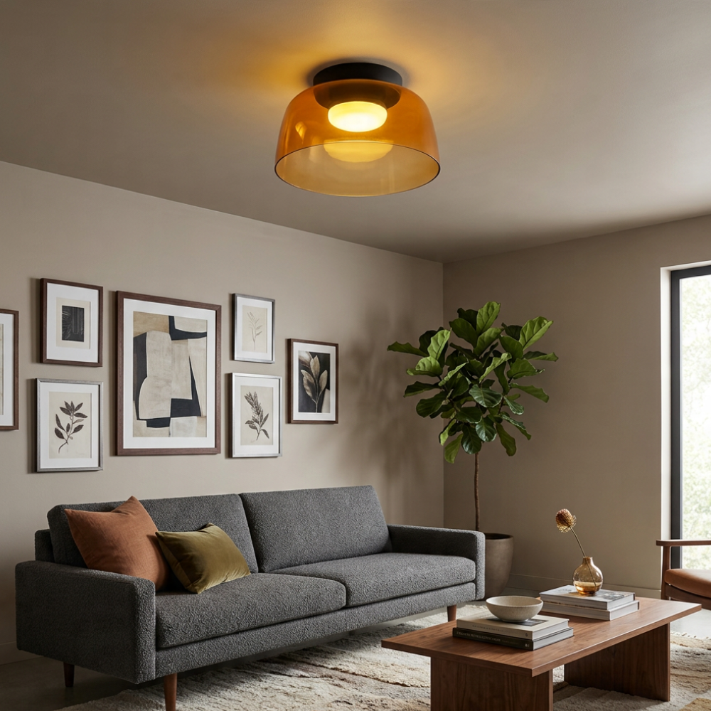 Lumière LED Plafond Verre Fumé | Réglable, IP20 | Série LumenVerre